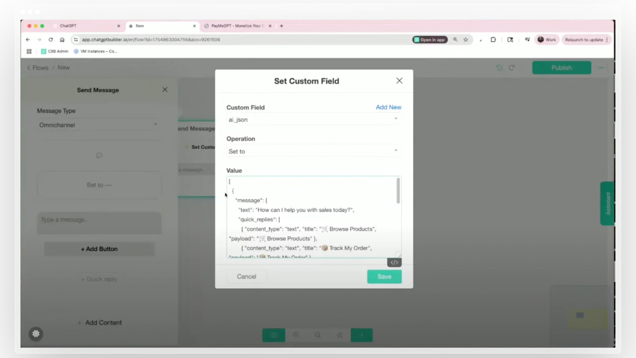 Setting AI JSON custom field and rendering UI in CBB