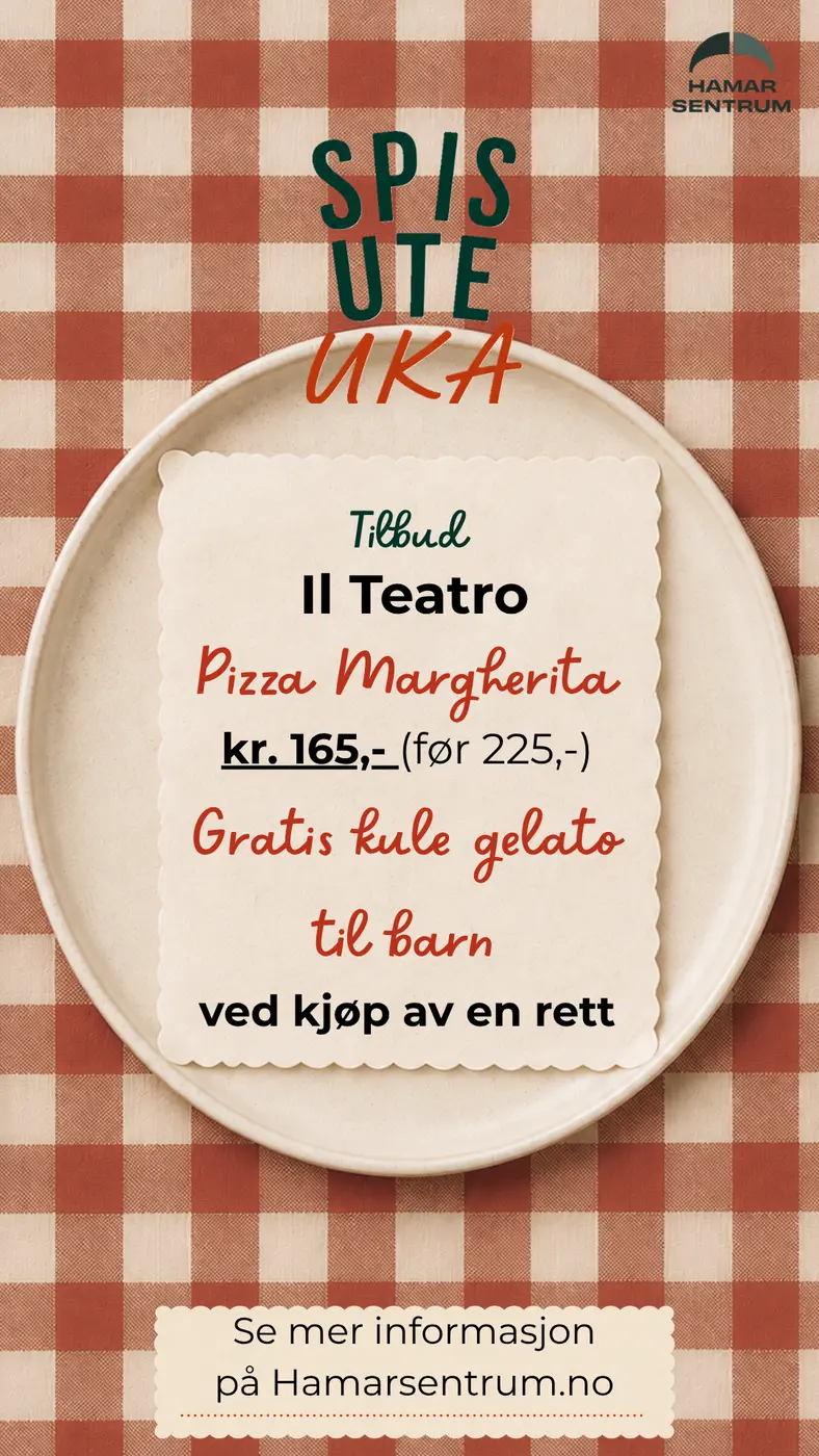 Pizza Margherita til 165,-