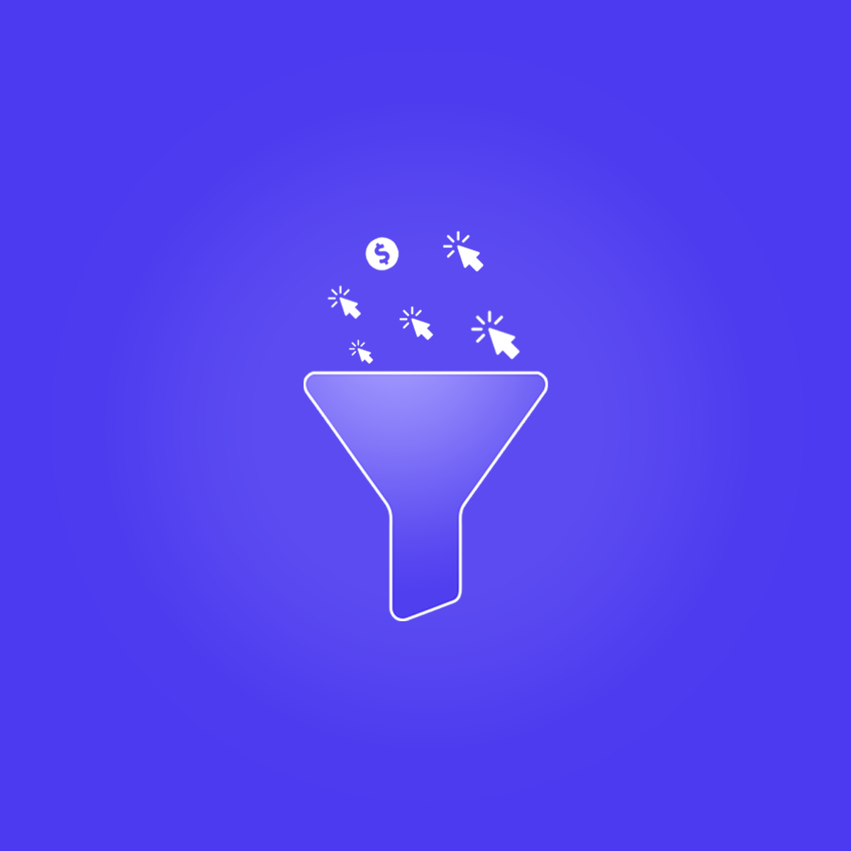 Funnel capturing clicks representing top of funnel traffic
