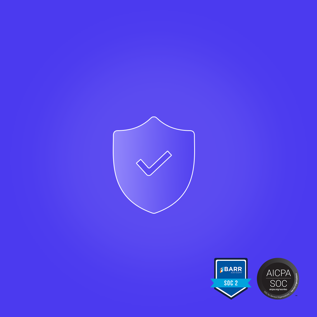 An image showing a shield with a checkmark indicating the completion of the SOC 2 Type 1 Examination