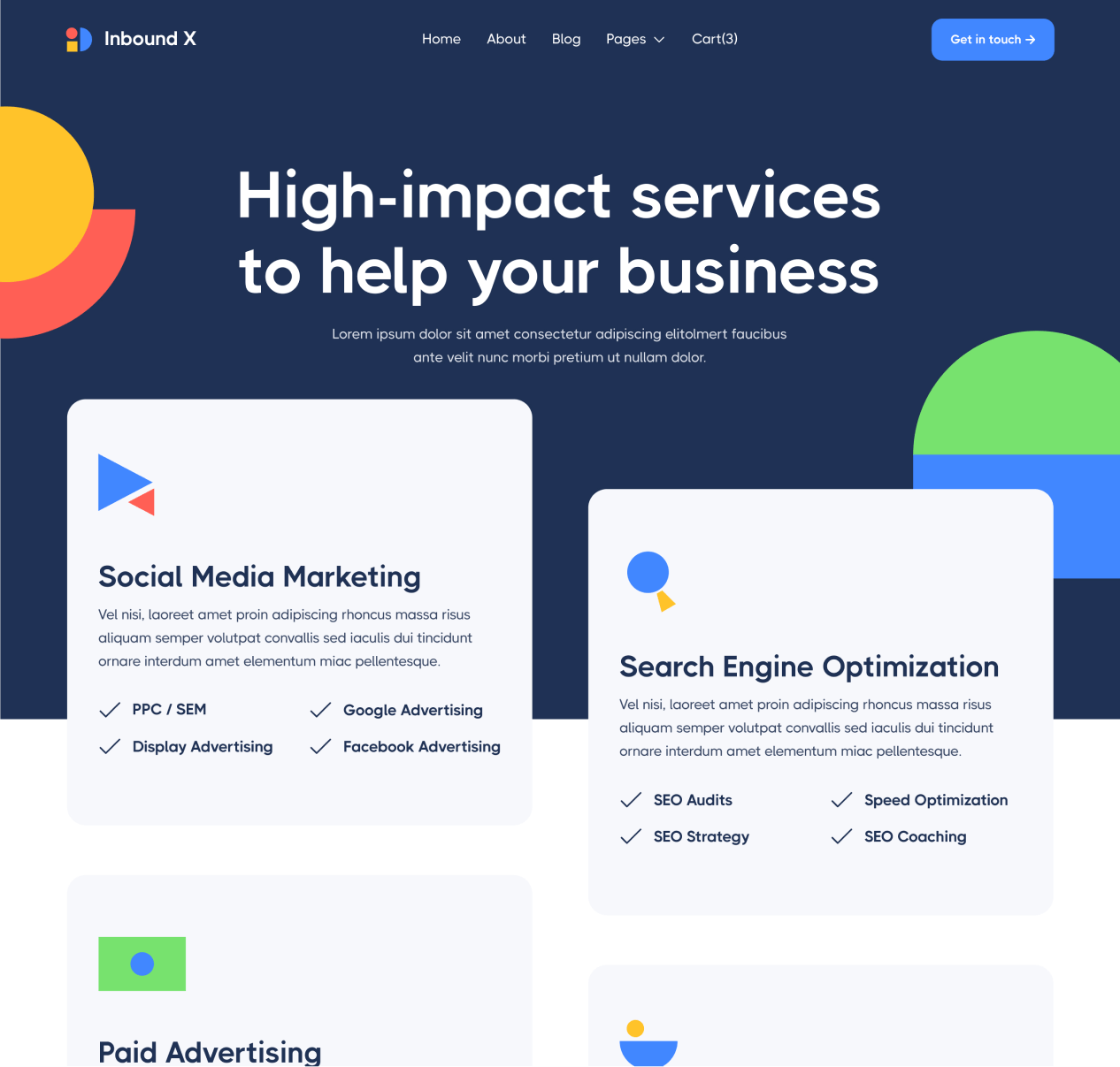Inbound X - Services page - Social Media Marketing Agency Webflow Template
