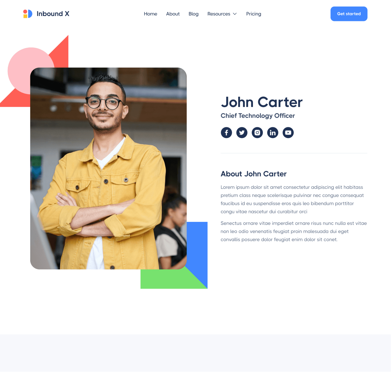 Inbound X - Team Member page - Social Media Marketing Agency Webflow Template