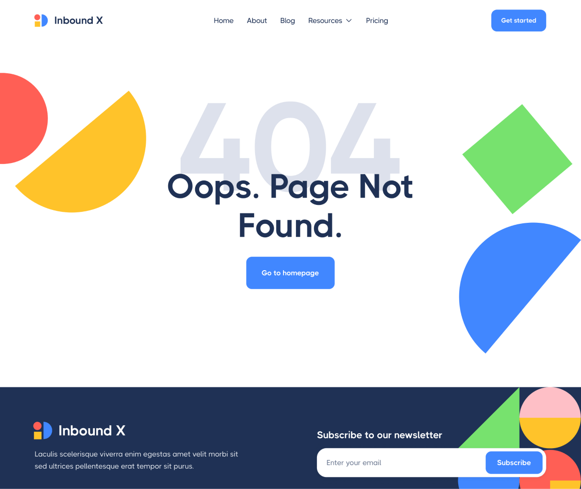 Inbound X - 404 not found page - Social Media Marketing Agency Webflow Template