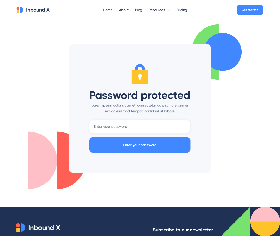 Inbound X - Password Protected page - Social Media Marketing Agency Webflow Template