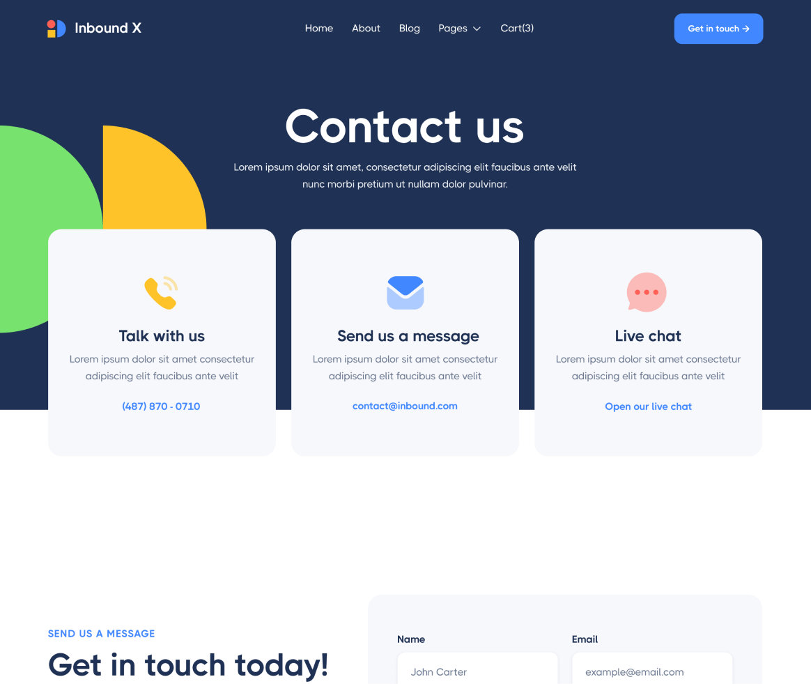 Inbound X - Contact page - Social Media Marketing Agency Webflow Template