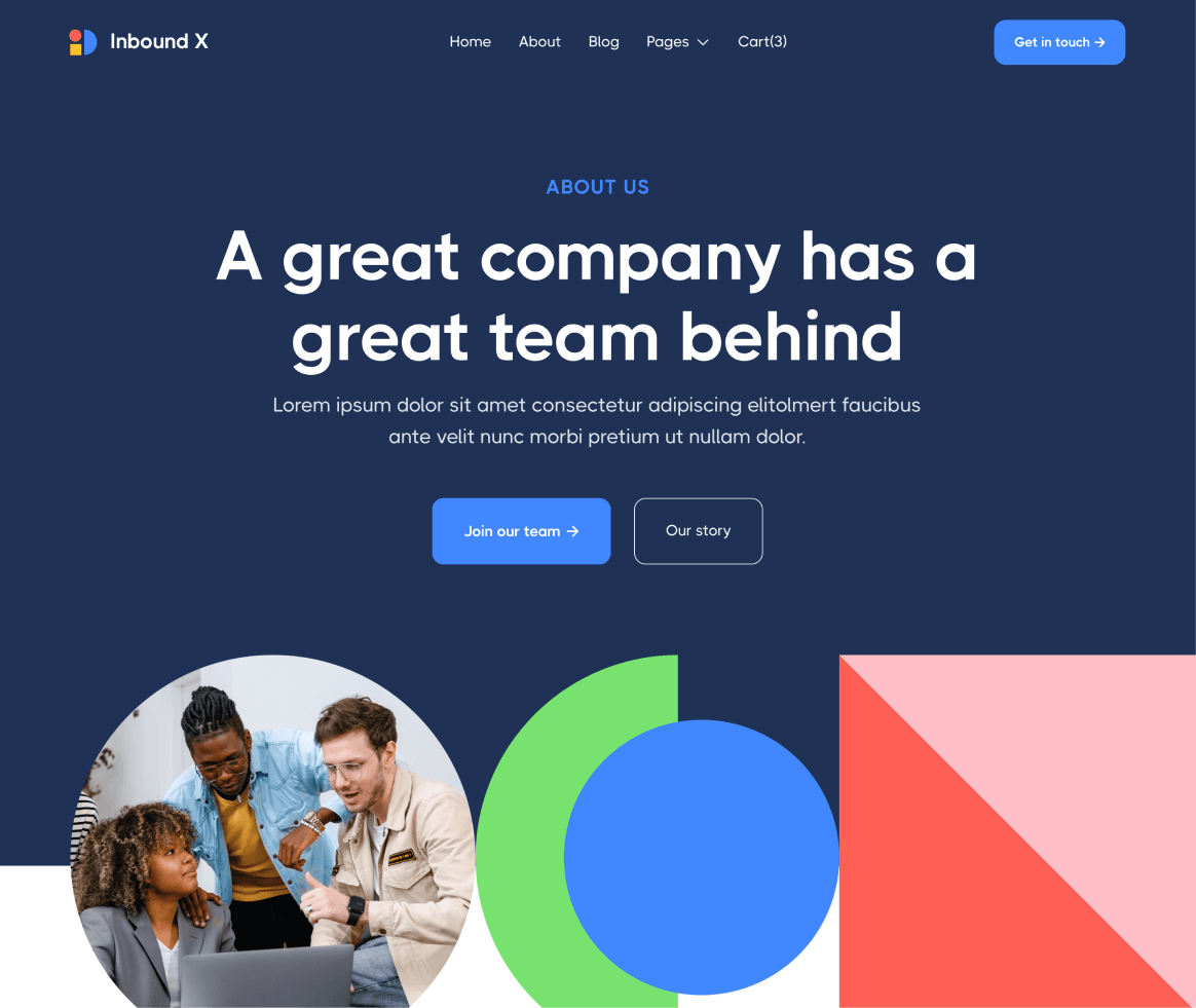 Inbound X - About page - Social Media Marketing Agency Webflow Template
