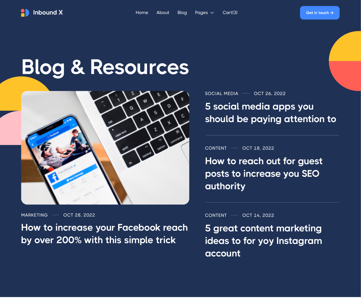 Inbound X - Blog page - Social Media Marketing Agency Webflow Template