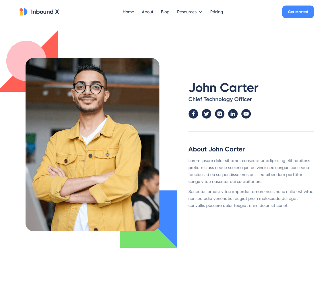 Inbound X - Team Member page - Social Media Marketing Agency Webflow Template