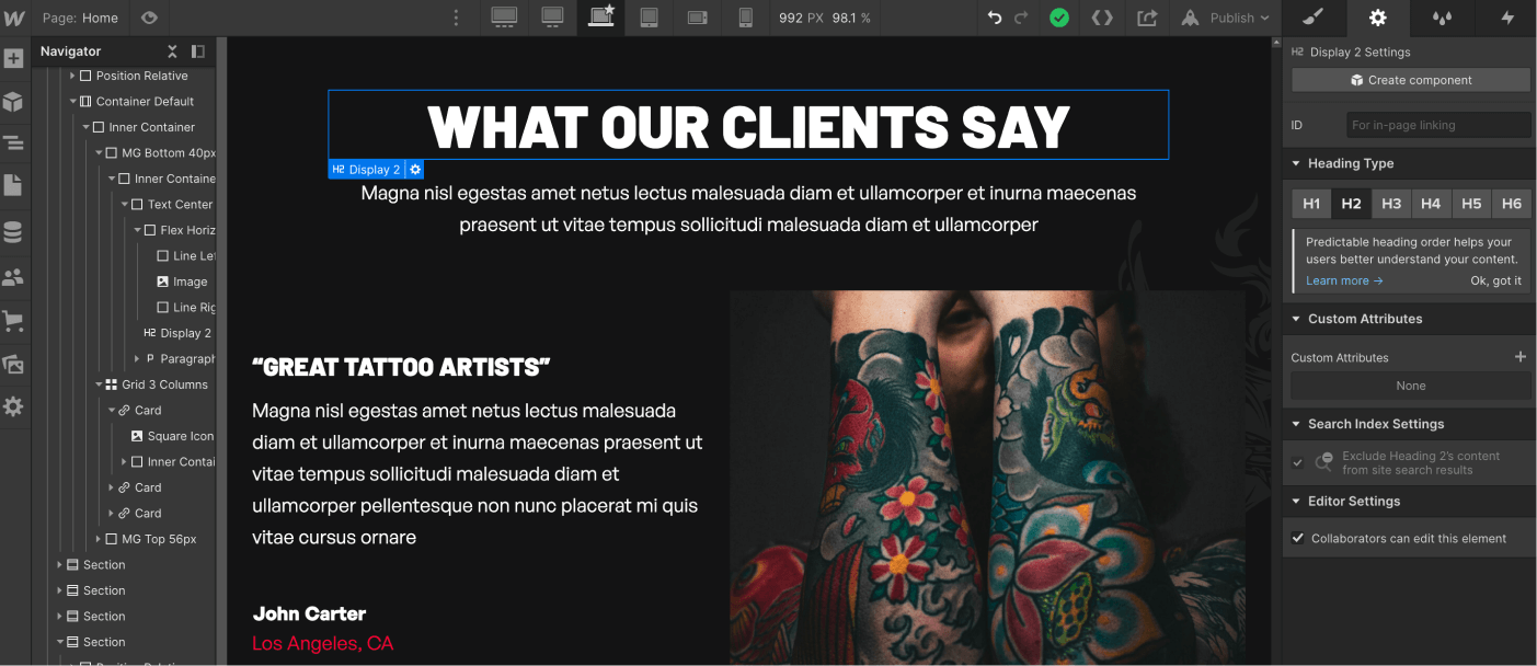 Static Content - Tattooist X Webflow Template
