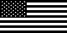 Black and white American flag with 50 stars and 13 stripes waving.