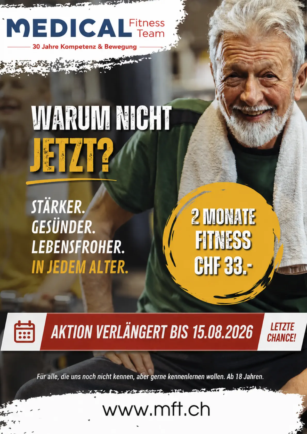 Medical Fitness Team Sommer-Aktion: 2 Monate Fitness für CHF 33.-, verlängert bis 15.08.2026