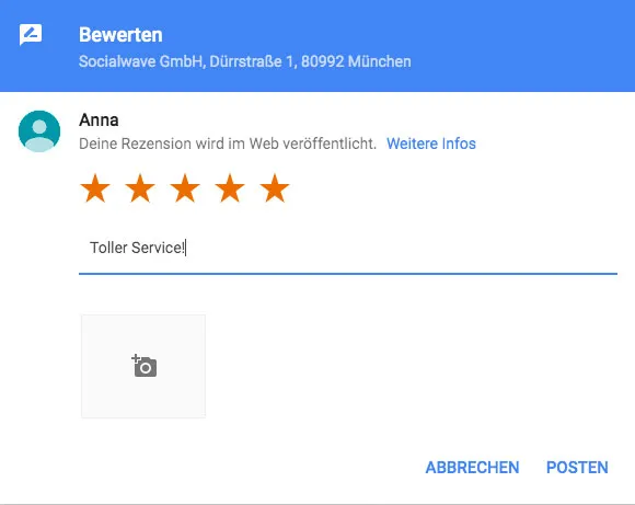 positive Bewertung Google
