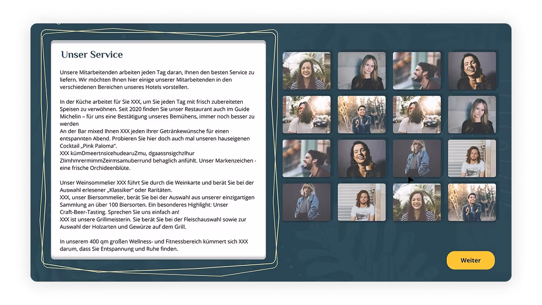 Gamifizierte Hotelplattform mit interaktiver Zimmerbewertung und Punktesystem