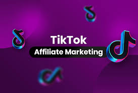 TikTok Affiliate Marketing text on a purple background with multiple TikTok logos.