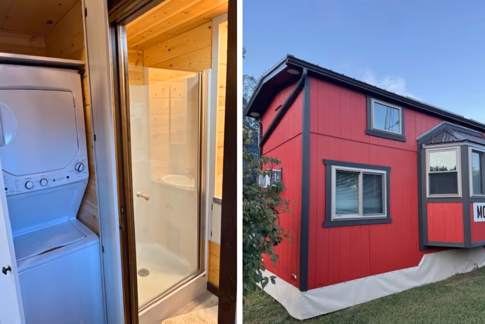 Red tiny home building