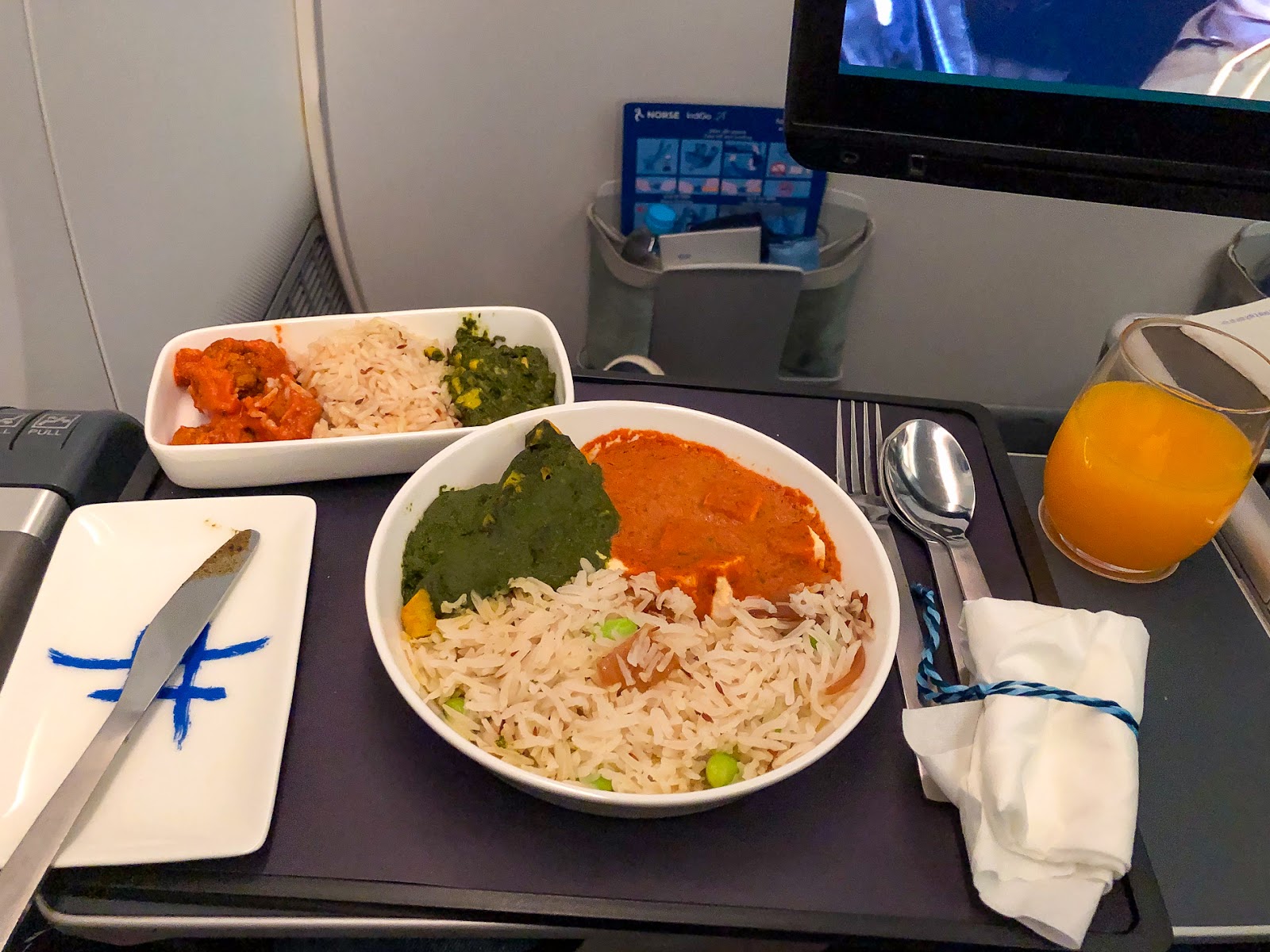 Main meal consisted of Rice, Paneer dum Makhani and creamy spinach with lotus stem.