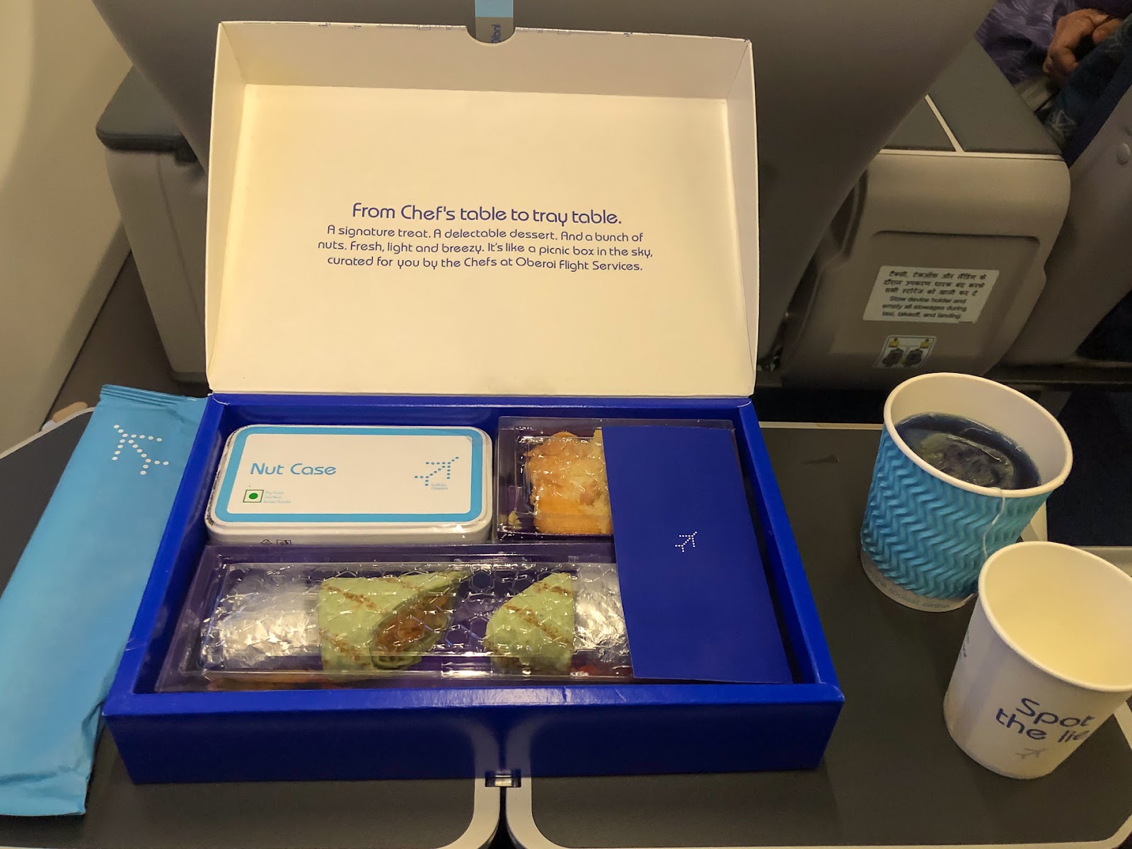 Prebooked Indian vegetarian breakfast box with Indigo Blue Tea.