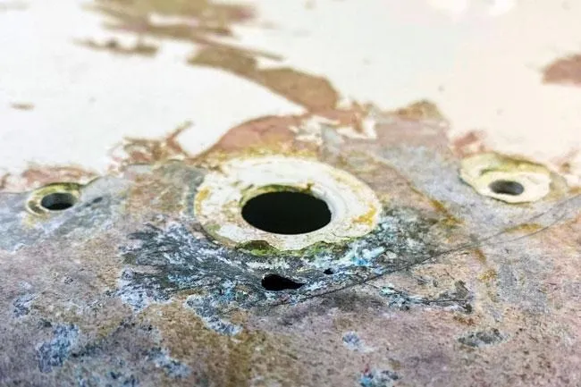 Photo of corroded aircraft sheetmetal