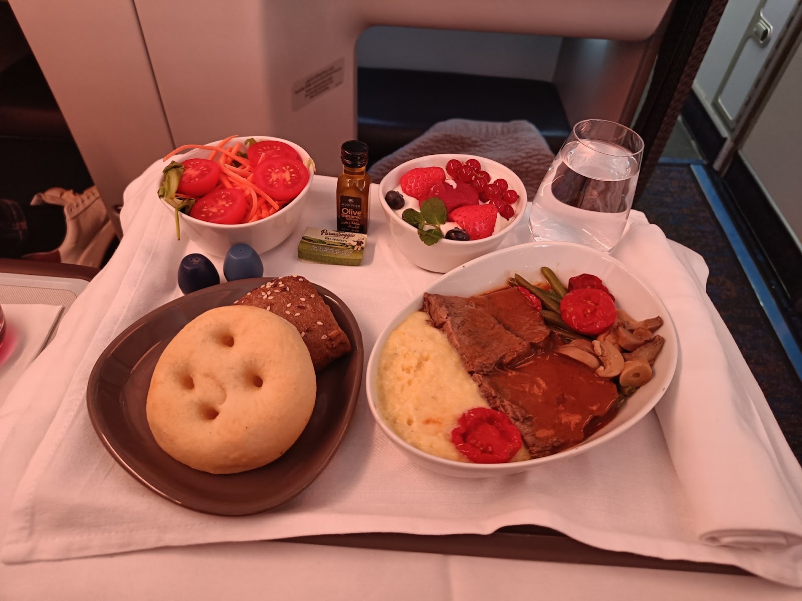 Beef Steak with mashed potatoes and mushrooms for lunch. Photo: Shyam VimalKumar/ Airways