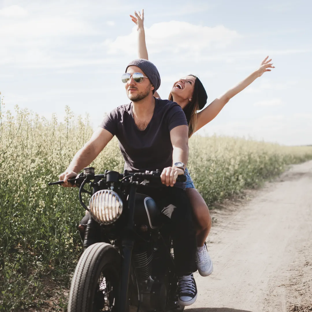 Man and Woman on Motorcycle