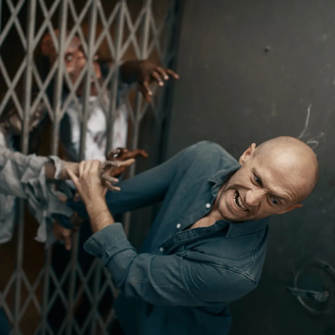 Man Fighting Zombies