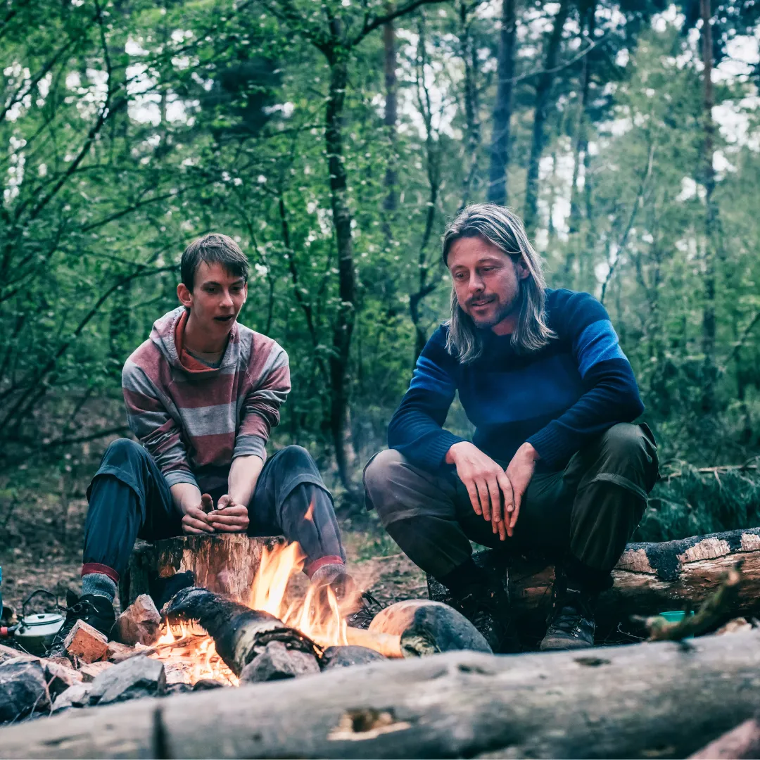 Sitting around campfire 