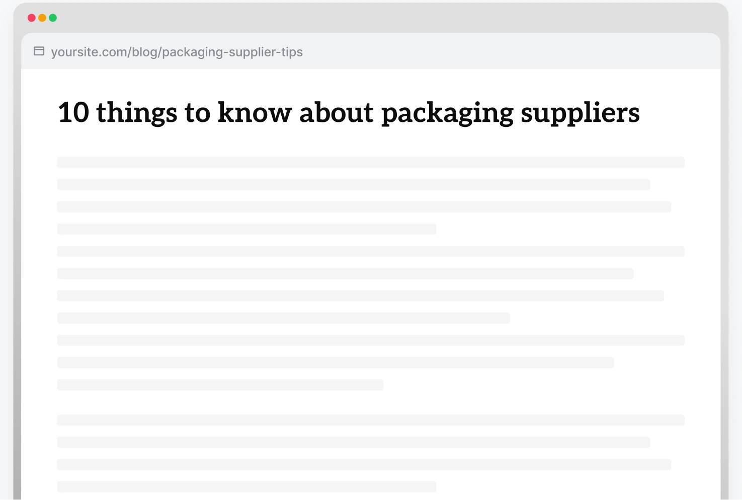 A generic Mega blog post titled 10 things to know about packaging suppliers