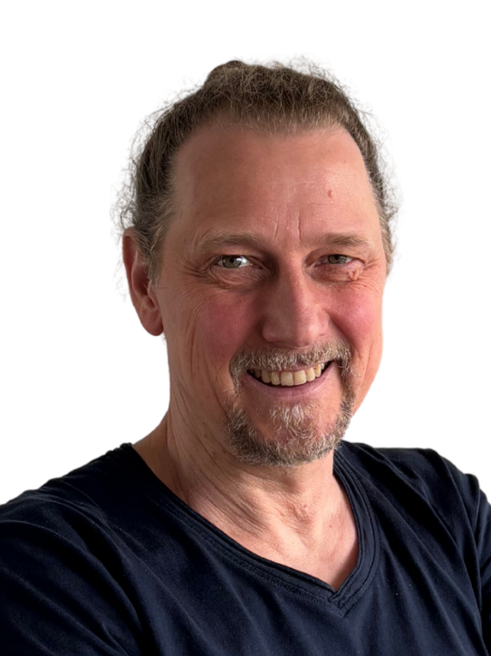 Man with black shirt smiling