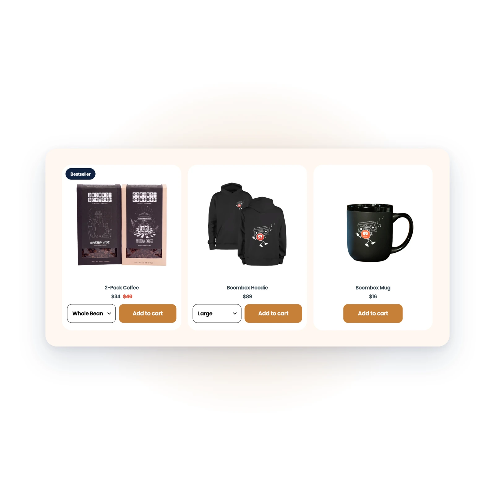 Ground Central bestsellers with quick add-to-cart