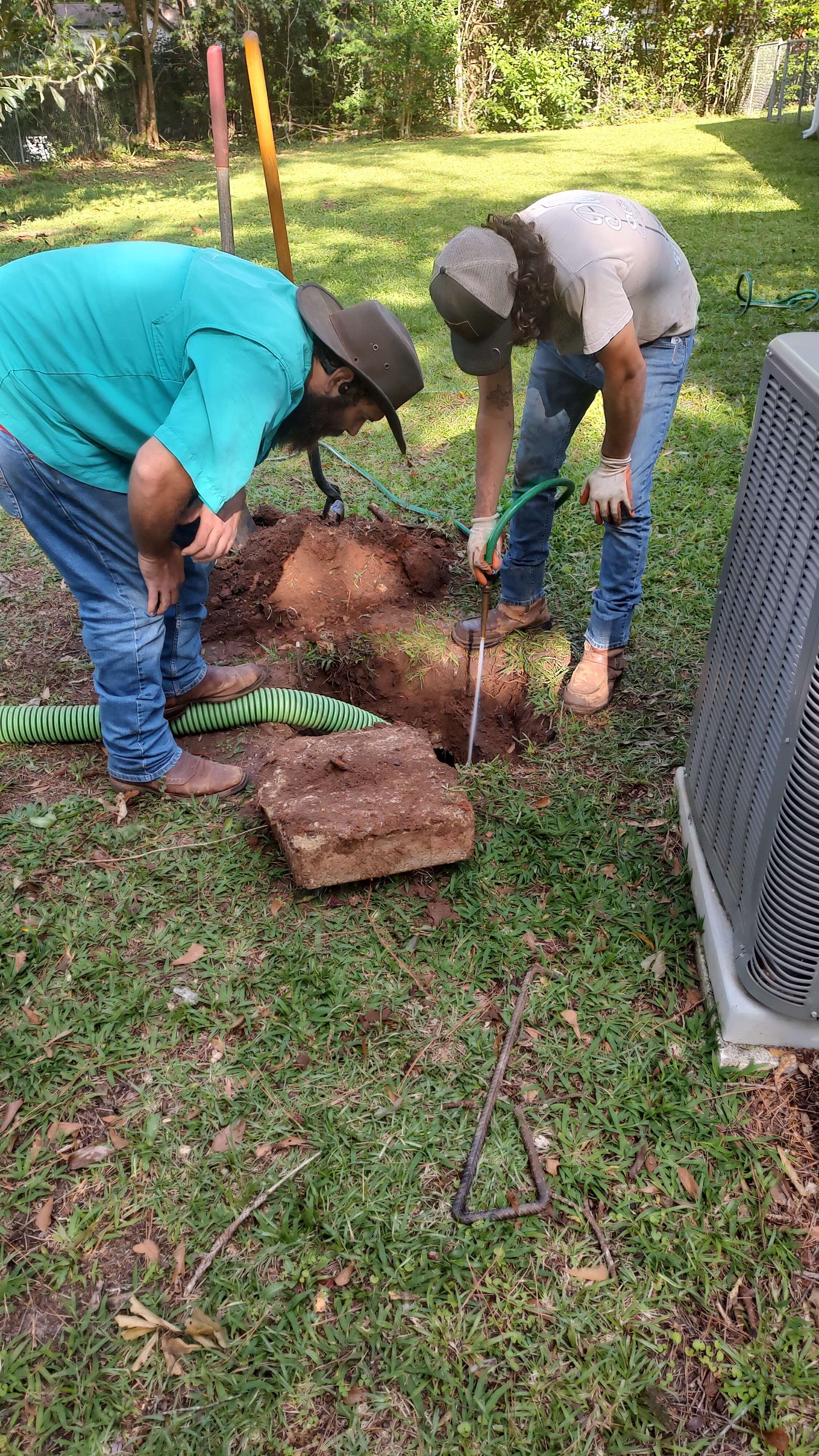 working on a septic tank
