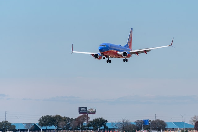 A southwest airplane approaching the runway