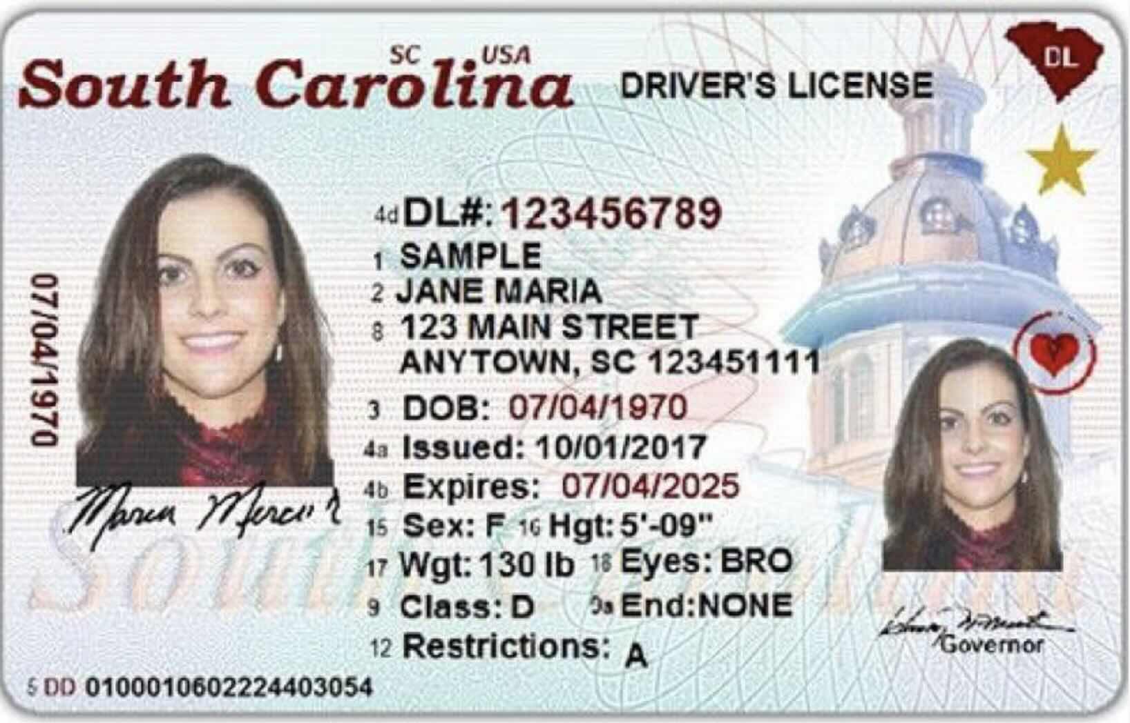 An example of a US Real ID Driver's License