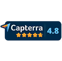 Capterra rating badge showing 4.8 stars out of 5 with five gold stars.