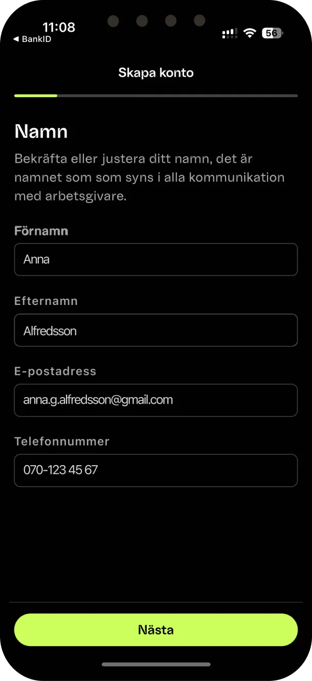 Seamlr-appen där du skapar din profil i tre steg