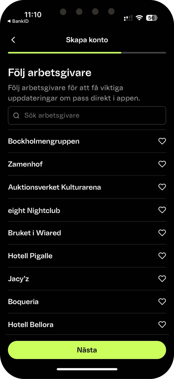 Seamlr-appen där du följer arbetsgivare och slår på pushnotiser