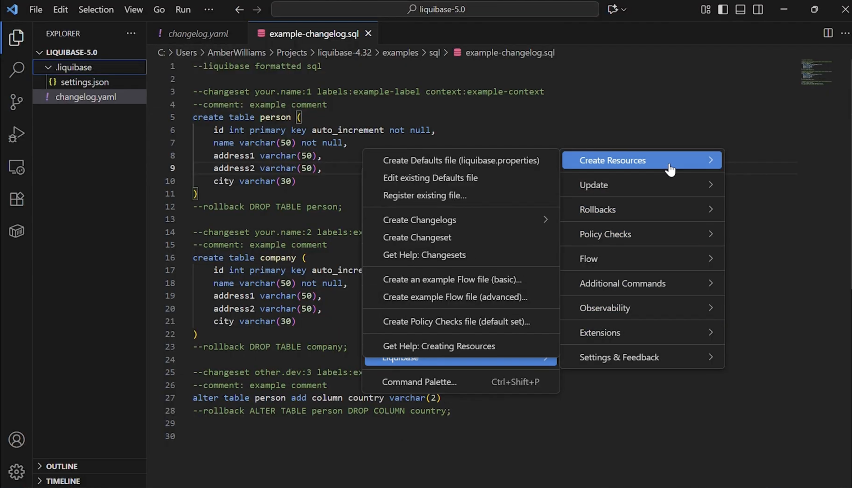 Liquibase Secure Developer VS Code Extension