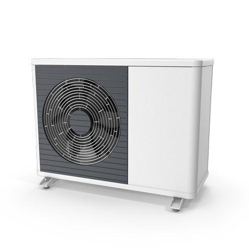 A picture of a residential heat pump.