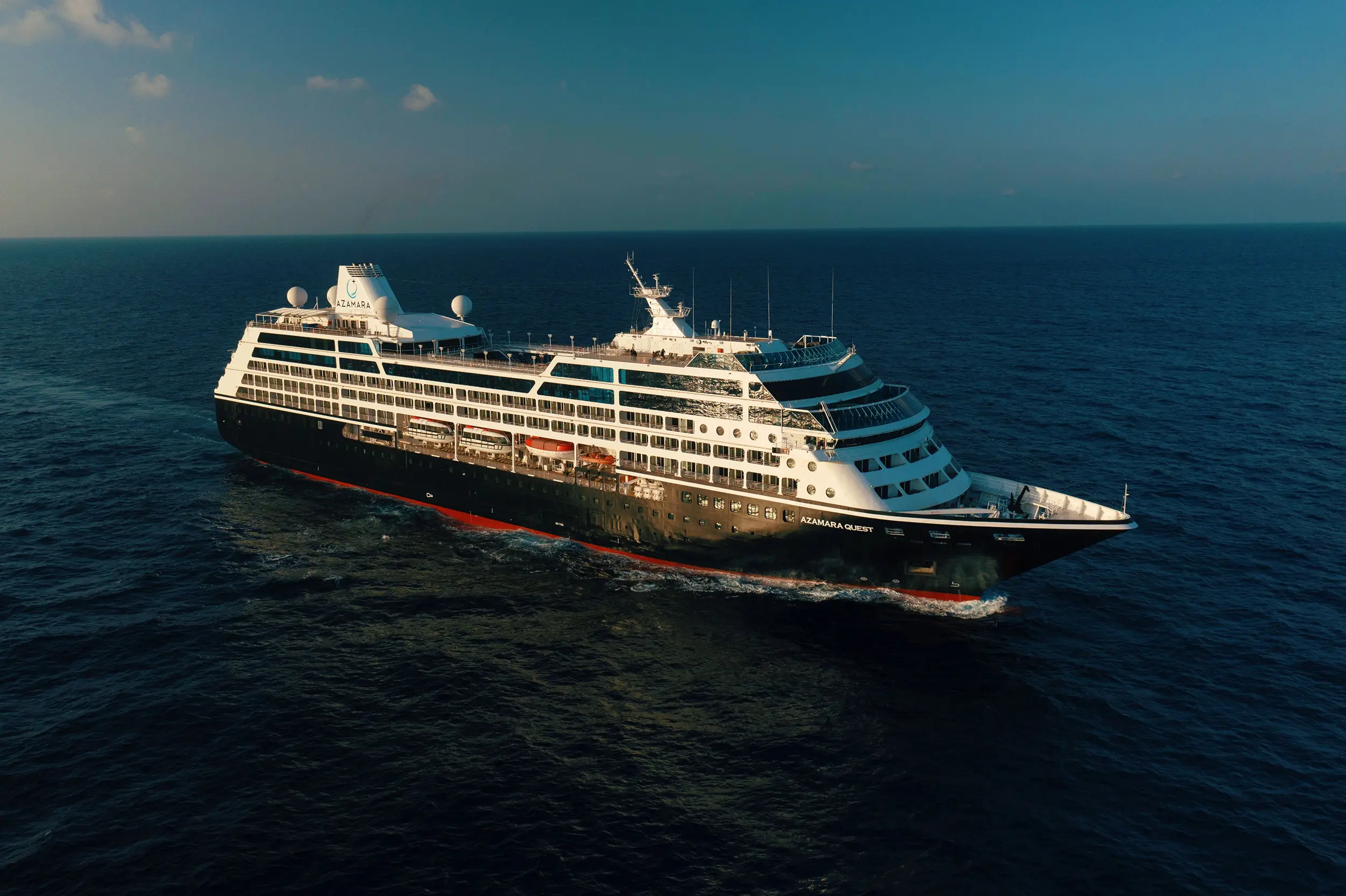 An Azamara Cruise ship sailing on the open sea