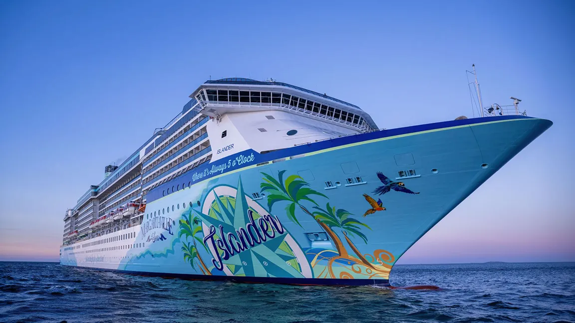 A close up of the Margaritaville's Islander ship