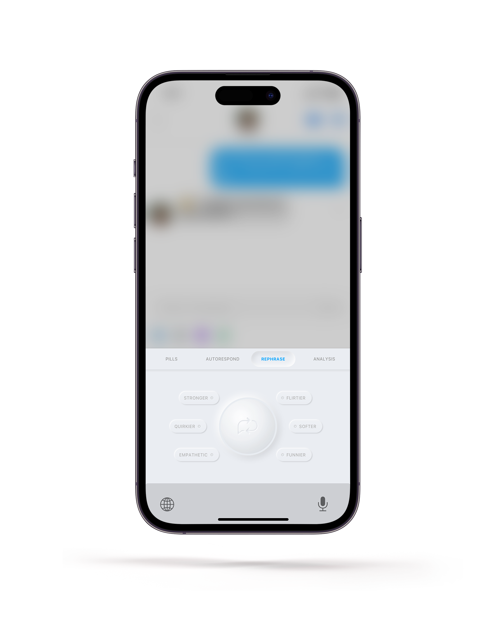 iPhone with neumorphic Keys UI Analyze