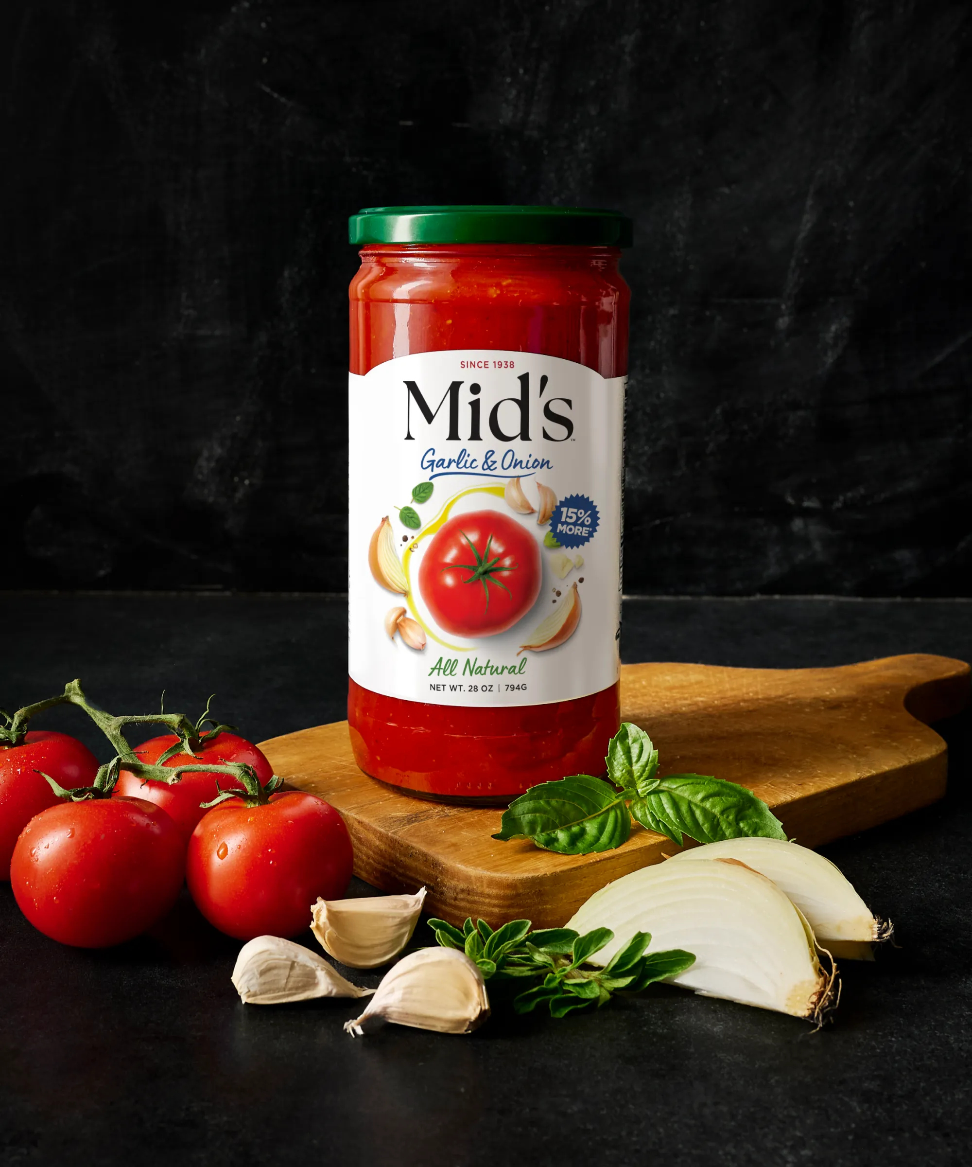 Mid's Garlic & Onion Pasta Sauce with Ingredients