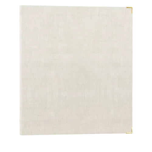 Blank cream-colored canvas with gold corner brackets