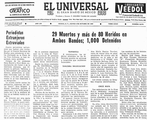 Titulares del 3 de octubre, 1