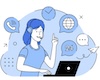 Illustration: lokaler IT-Support und Kommunikation per Laptop