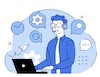 Illustration: IT-Betreuung und Support am Laptop