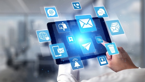 Vernetzte digitale Kommunikations- und Support-Symbole