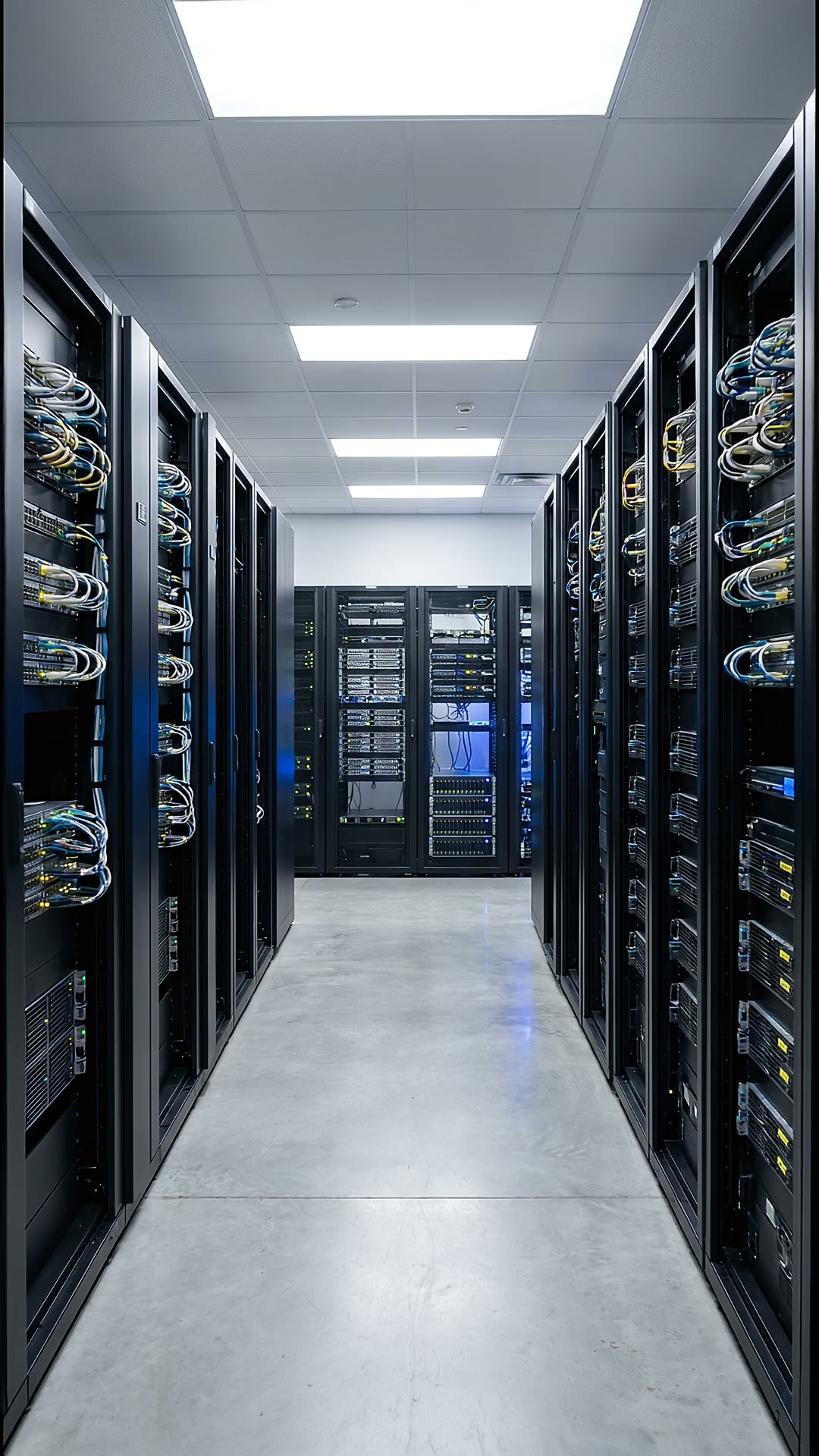 Server rack in a data center representing IT infrastructure