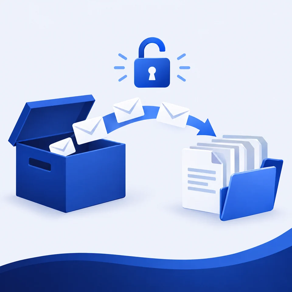 Illustration: E-Mails jederzeit in Standardformaten exportieren