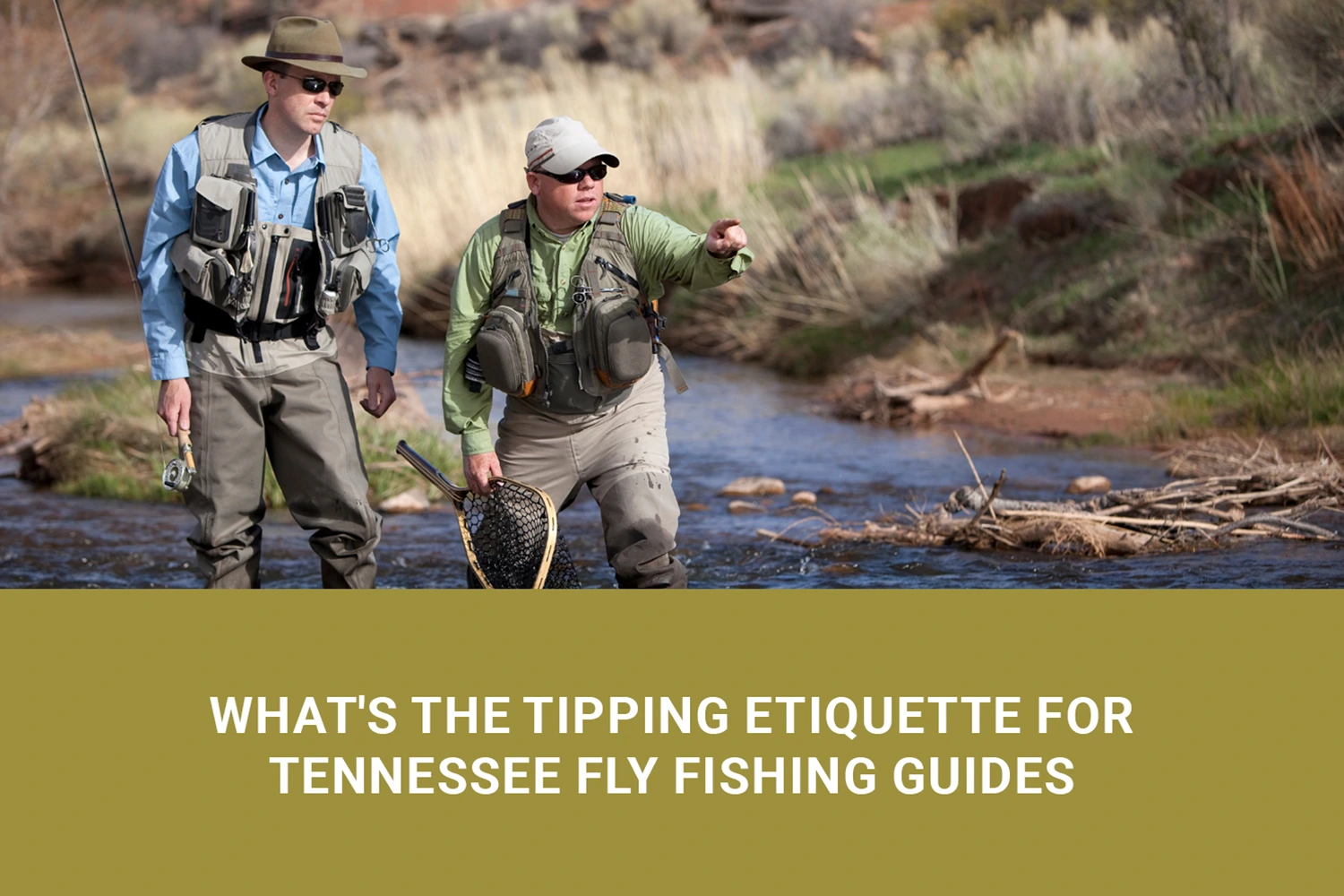 Fly Fishing Guide Helping Angler On Tennessee River