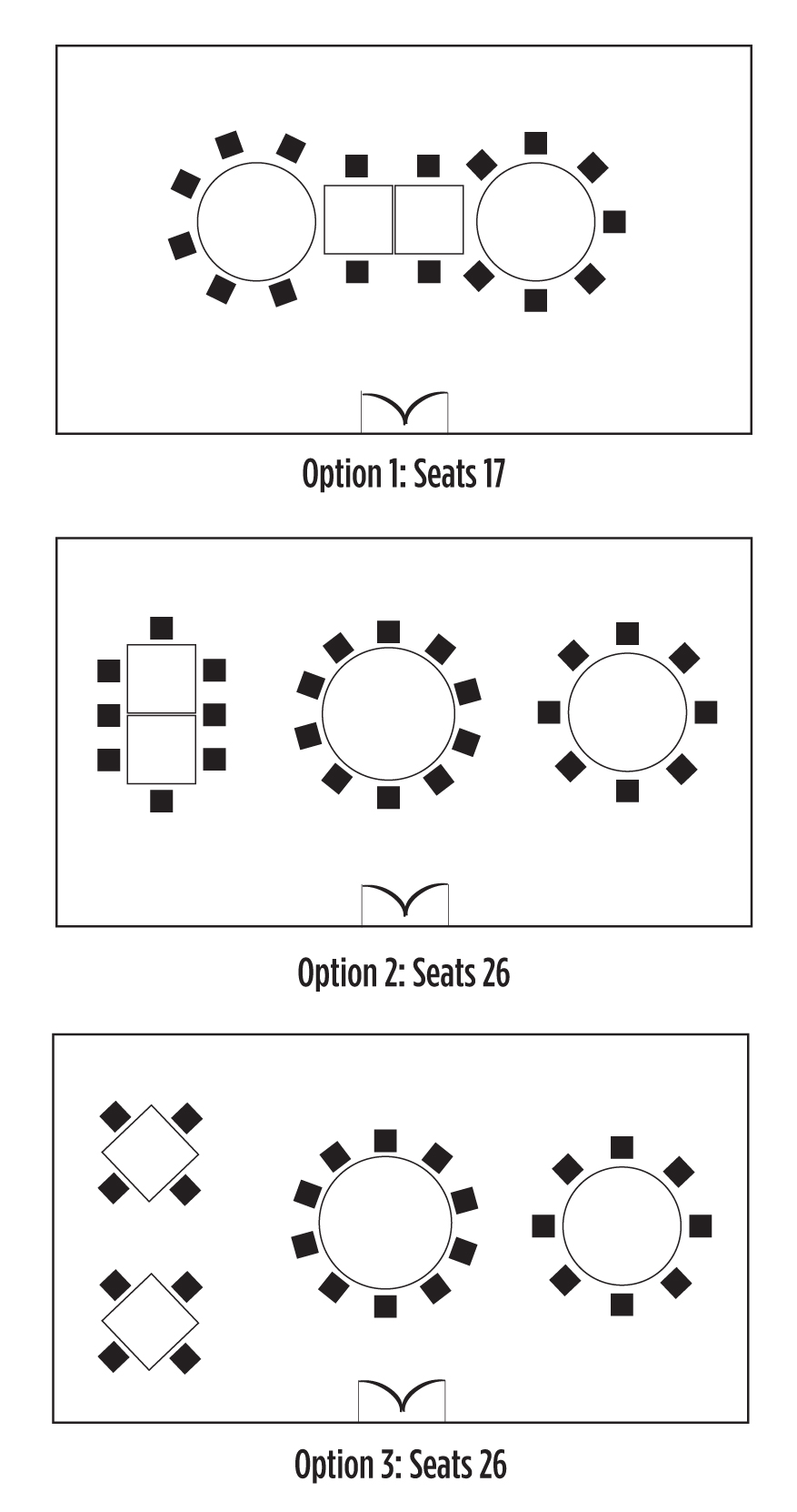 Floor plan options for Randy's Private Room bookings